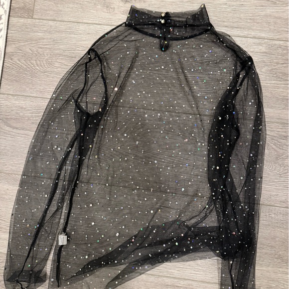 Sheer Black Sparkle Top - Picture 2 of 2